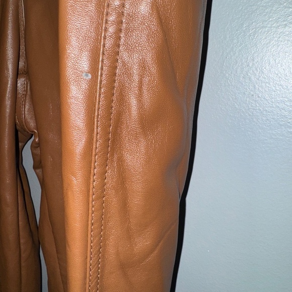 Maison d' Amelie Anthropologie Cognac Brown Vegan Leather Pants Size 8 - Picture 6 of 6